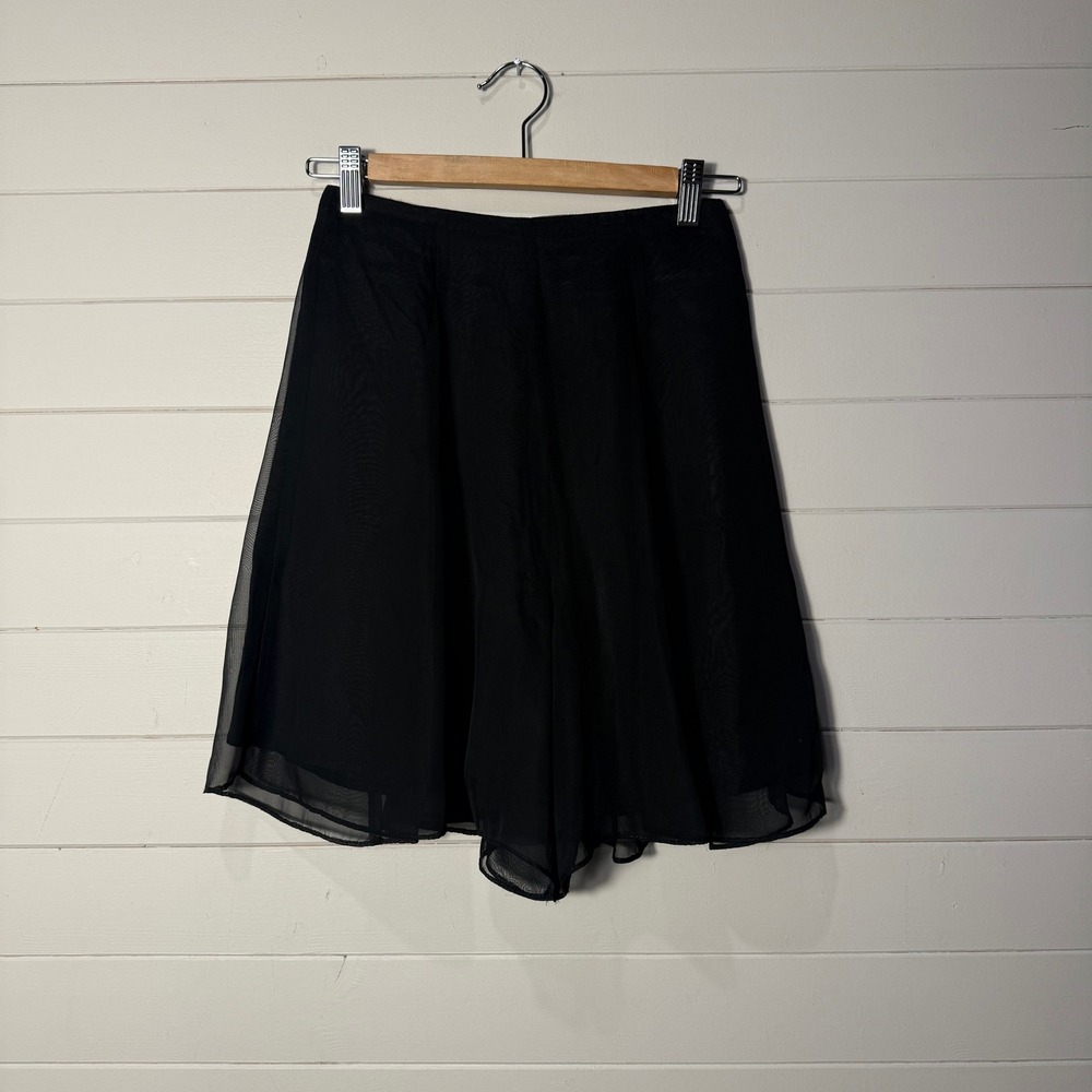 Forenza Vintage 90s Sheer Overlay A-Line Skirt Size 6 Black Chiffon SC 13121